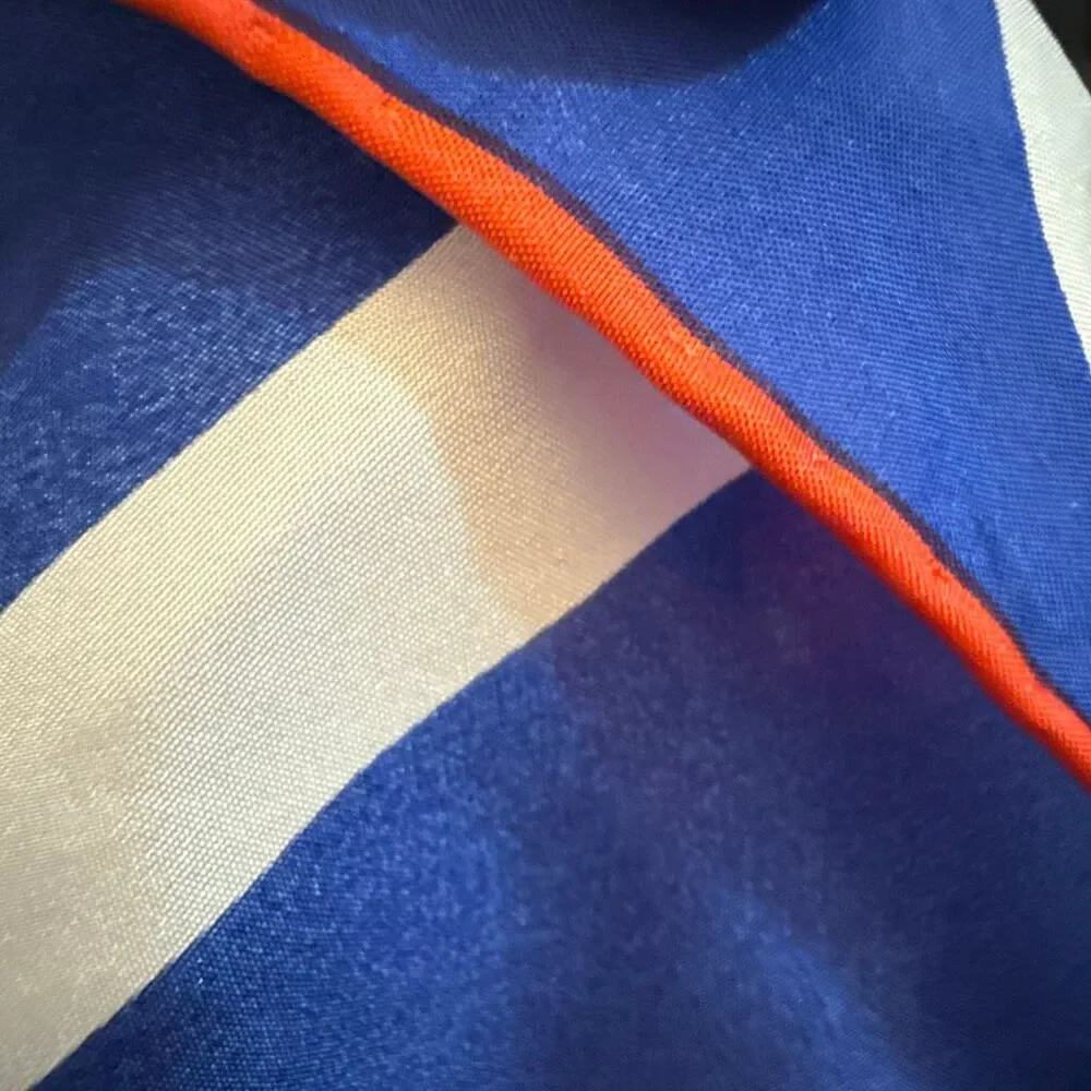 Vintage 80s Oblong Scarf 67x11 Pink Blue Red Stripe Colorblock Mod Long Neck Wra